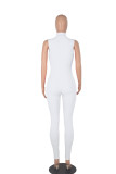Pink Casual Solid Patchwork Zipper Zipper Collar Skinny Jumpsuits