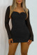 Black Sexy Solid Patchwork Backless Square Collar Wrapped Skirt Dresses