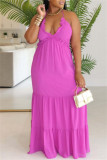 Yellow Sexy Casual Solid Bandage Backless Spaghetti Strap Long Dresses