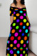 Black Casual Print Patchwork Off the Shoulder Long Dresses