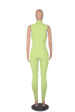 Pink Casual Solid Patchwork Zipper Zipper Collar Skinny Jumpsuits