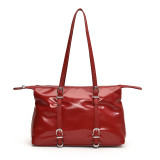 Red Daily Solid Patchwork Zipper Bags
