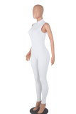 Pink Casual Solid Patchwork Zipper Zipper Collar Skinny Jumpsuits