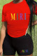 Red Black Casual Print Patchwork O Neck Short Sleeve Two Pieces
