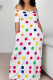 Colour Casual Print Patchwork Off the Shoulder Long Dresses