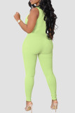 Pink Casual Solid Patchwork Zipper Zipper Collar Skinny Jumpsuits
