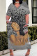 Grey Casual Print Patchwork V Neck Straight Plus Size Dresses