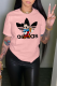 Pink Fashion Street Character Print Patchwork Letter O Neck T-Shirts