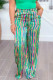 Green Casual Print Patchwork Loose High Waist Wide Leg Full Print Bottoms