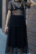 Black Elegant Print Patchwork See-through O Neck Short Sleeve Two Pieces