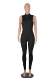 Pink Casual Solid Patchwork Zipper Zipper Collar Skinny Jumpsuits