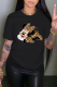 Black Fashion Casual Character Print Letter O Neck T-Shirts