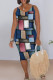 Light Pink Casual Print Patchwork V Neck Wrapped Skirt Dresses