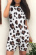 White Casual Leopard Patchwork O Neck Short Sleeve Two Pieces