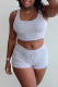 White Casual Solid Patchwork Square Collar Sleeveless Two Pieces