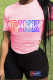 Pink Black Casual Print Patchwork O Neck Short Sleeve Two Pieces