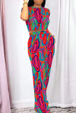 Light Yellow Casual Geometric Print Pocket Contrast O Neck Short Sleeve Two Pieces