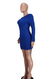 Pink Casual Solid Hollowed Out O Neck Long Sleeve Dresses