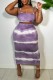 Purple Sexy Print Backless Spaghetti Strap Sleeveless Two Pieces