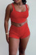 Red Casual Solid Patchwork Square Collar Sleeveless Two Pieces