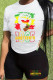 White Black Casual Print Patchwork O Neck Short Sleeve Two Pieces