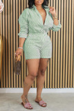 Pink Casual Striped Patchwork Turndown Collar Long Sleeve Two Pieces
