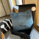Blue Casual Simplicity Letter Patchwork Draw String Beading Bags