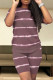 Gray Pink Street Tie Dye Patchwork O Neck Short Sleeve Two Pieces