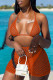 Orange Sexy Solid Bandage See-through Backless Swimwears (Without Paddings)