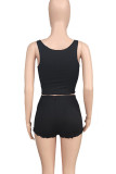 Pink Casual Solid Patchwork Square Collar Sleeveless Two Pieces