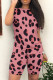 Coral Powder Casual Leopard Patchwork O Neck Short Sleeve Two Pieces