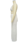 Black Elegant Solid Patchwork V Neck Sleeveless Two Pieces