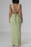Black Elegant Solid Patchwork V Neck Sleeveless Two Pieces