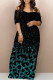Malachite Green Casual Gradient Geometric Print Contrast Off the Shoulder Printed Dresses