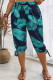 Peacock Blue Casual Print Bandage Patchwork Plus Size