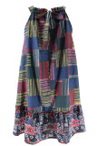 Multicolor Sexy Print Bandage Patchwork Halter Straight Dresses