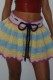 Blue Casual Patchwork Frenulum Contrast Regular Mid Waist Conventional Patchwork Skirt