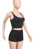 Pink Casual Solid Patchwork Square Collar Sleeveless Two Pieces