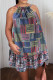 Multicolor Sexy Print Bandage Patchwork Halter Straight Dresses
