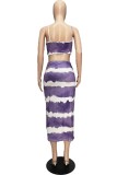 Rose Red Sexy Print Backless Spaghetti Strap Sleeveless Two Pieces