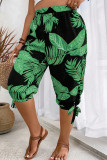 Peacock Blue Casual Print Bandage Patchwork Plus Size