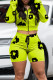 Green Casual Street Print Patchwork Frenulum Zipper Hooded Collar Long Sleeve Two Pieces