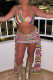 Rose Red Street Color Block Patchwork Backless Asymmetrical Collar Sleeveless Two Pieces