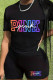 Black Casual Print Patchwork O Neck Short Sleeve Two Pieces