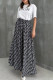 White Black Casual Letter Patchwork O Neck Short Sleeve Two Pieces