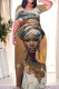Orange Brown Casual Print Basic V Neck Long Dress Dresses