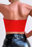 Red Sexy Backless Strapless Tops