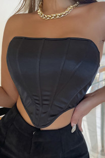 Black Sexy Backless Strapless Tops
