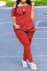 Red Casual Letter Buckle Fold Off the Shoulder Short Sleeve Two Pieces