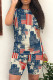 Green Casual Print Patchwork O Neck Short Sleeve Two Pieces